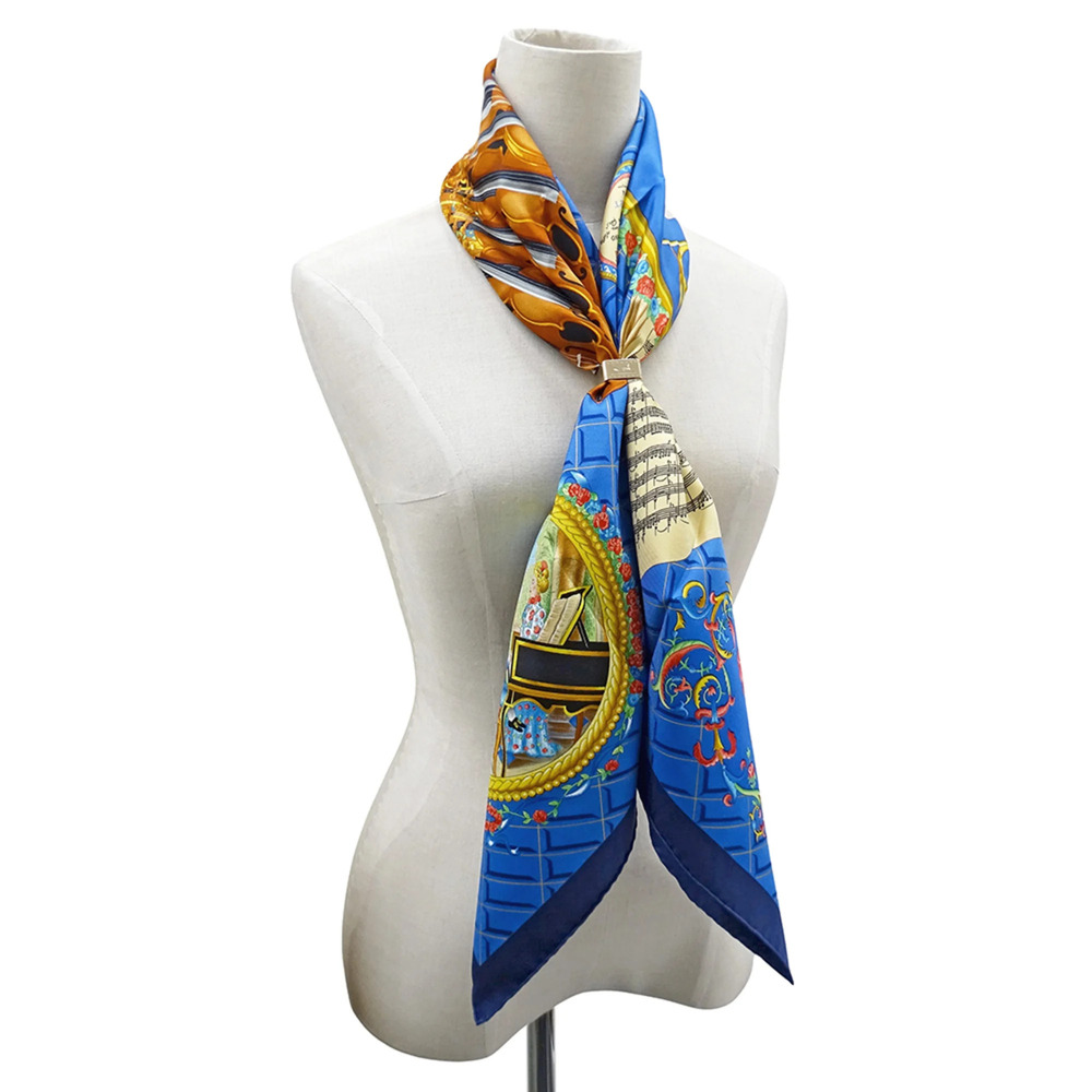 HERMES Blue Silk Scarf - Picture 7 of 7